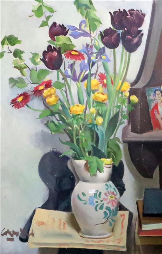 § William Crosbie (1915-1999) Spring flowers in a vase 29.5 x 19.5in.